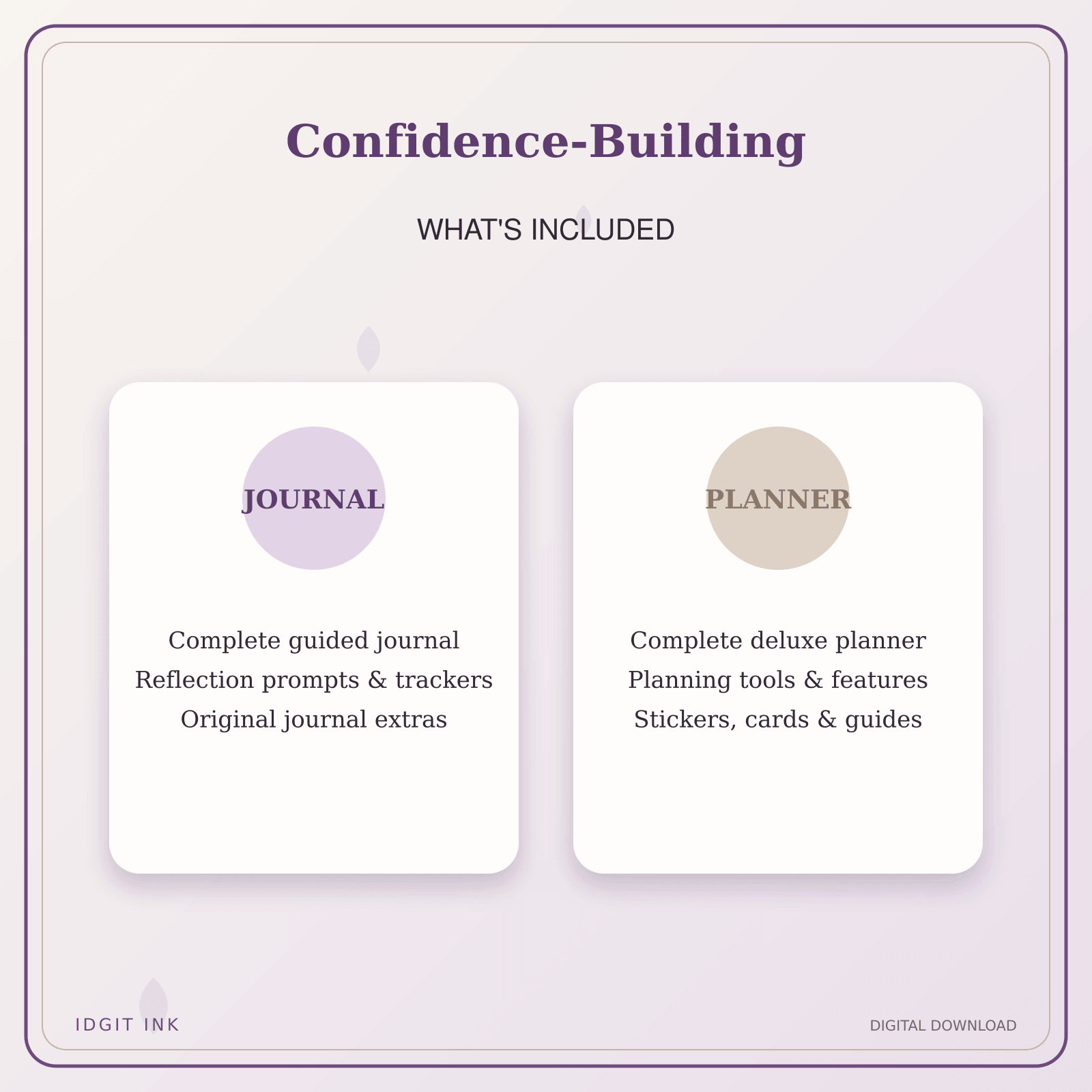 Idgit Ink Confidence-Building deluxe journal and planner bundle — complete journal and planner bundle contents