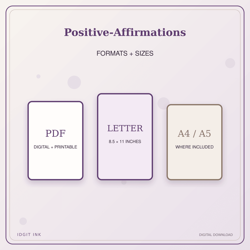 Idgit Ink Positive-Affirmations deluxe journal and planner bundle — digital formats and available page sizes