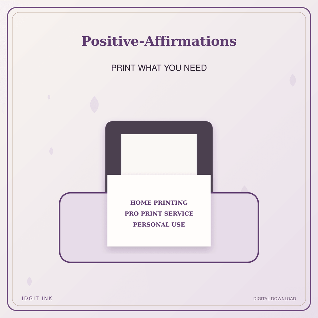 Idgit Ink Positive-Affirmations deluxe journal and planner bundle — home and professional printing information
