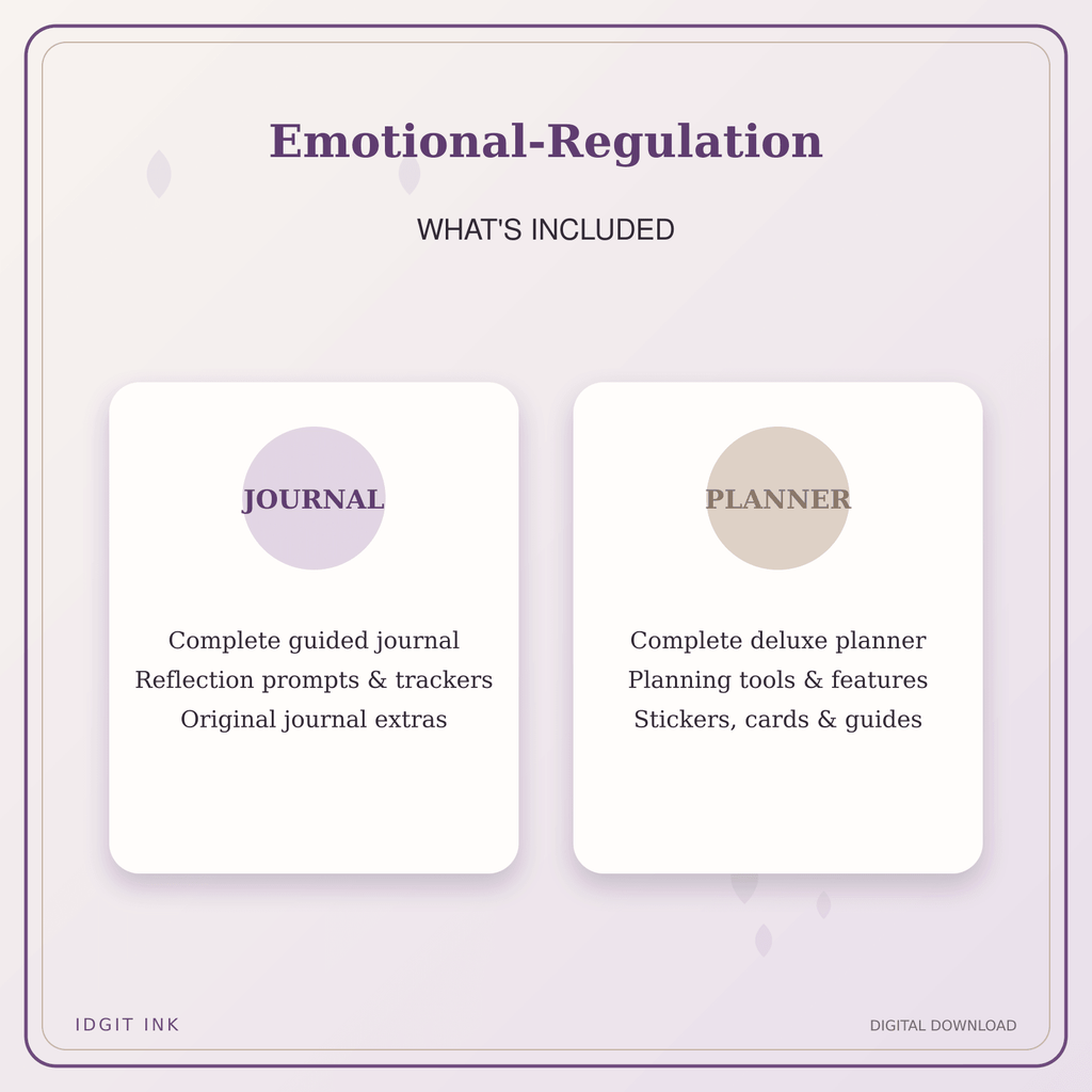 Idgit Ink Emotional-Regulation deluxe journal and planner bundle — complete journal and planner bundle contents
