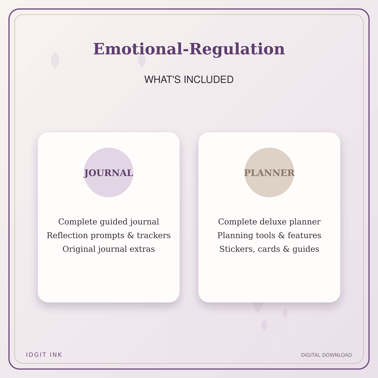 Idgit Ink Emotional-Regulation deluxe journal and planner bundle — complete journal and planner bundle contents