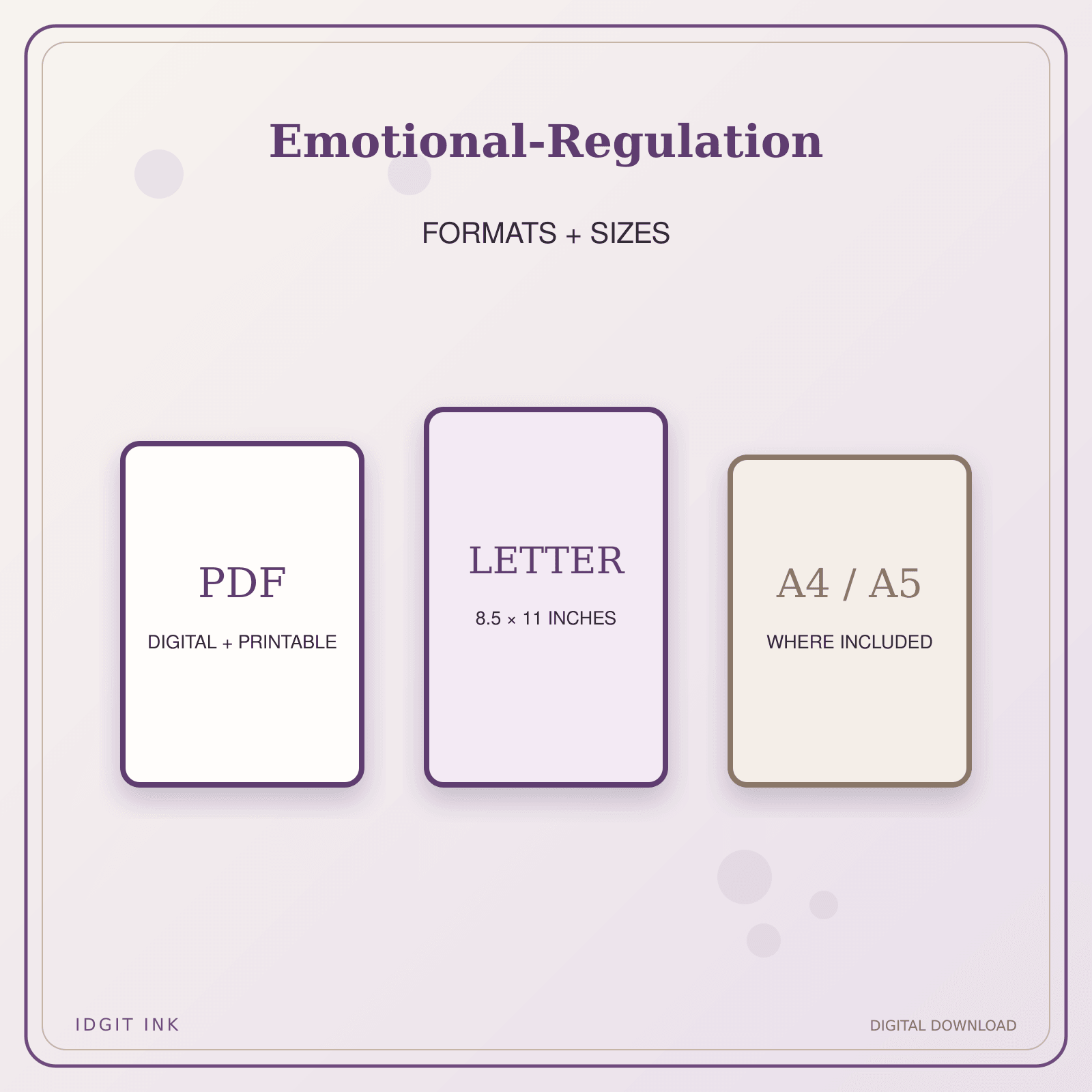 Idgit Ink Emotional-Regulation deluxe journal and planner bundle — digital formats and available page sizes