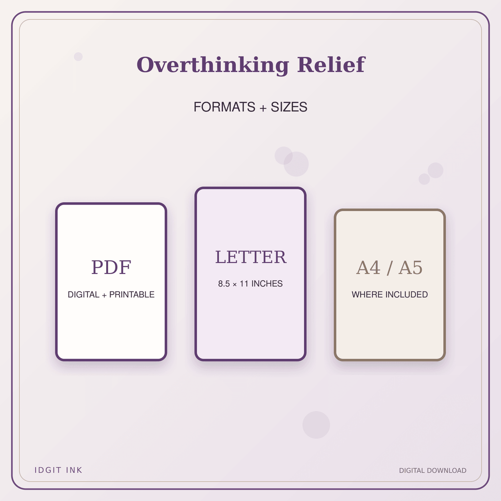 Idgit Ink Overthinking Relief deluxe journal and planner bundle — digital formats and available page sizes