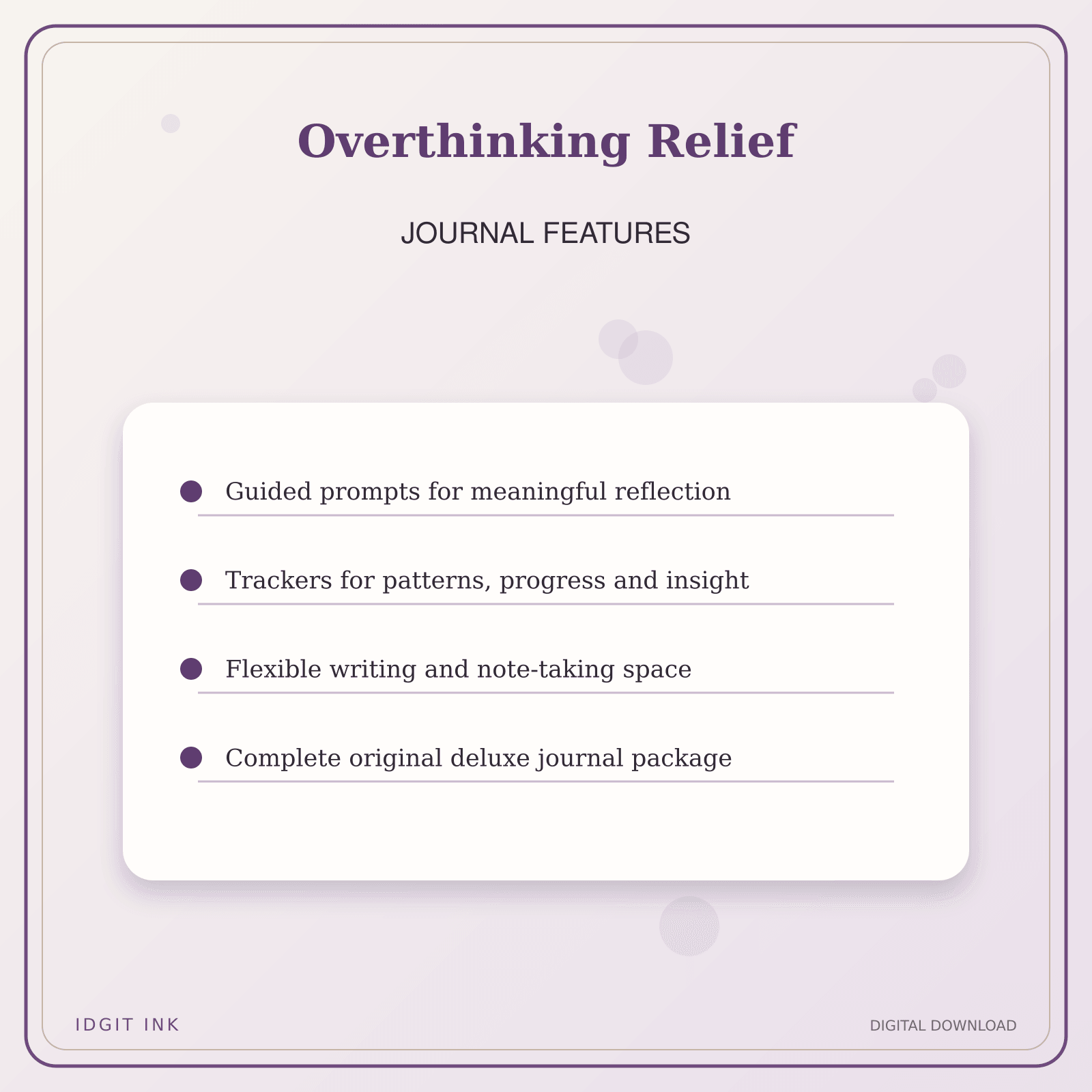 Idgit Ink Overthinking Relief deluxe journal and planner bundle — journal prompts and reflection features