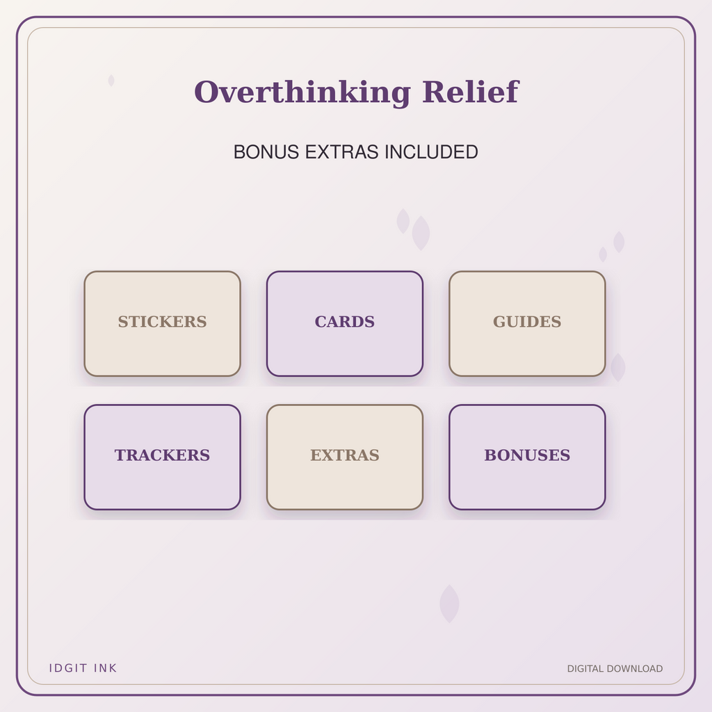 Idgit Ink Overthinking Relief deluxe journal and planner bundle — included digital stickers and cards