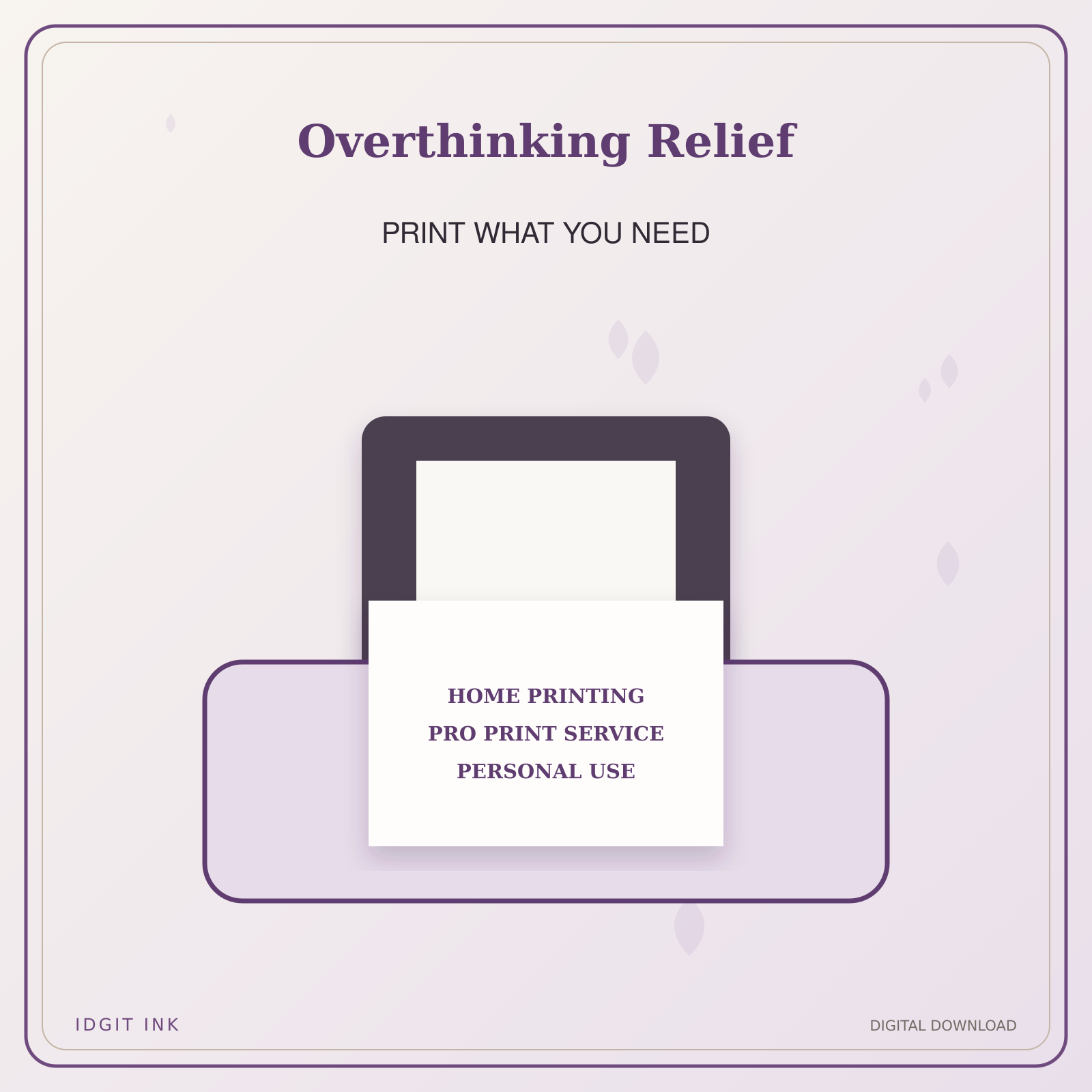 Idgit Ink Overthinking Relief deluxe journal and planner bundle — home and professional printing information