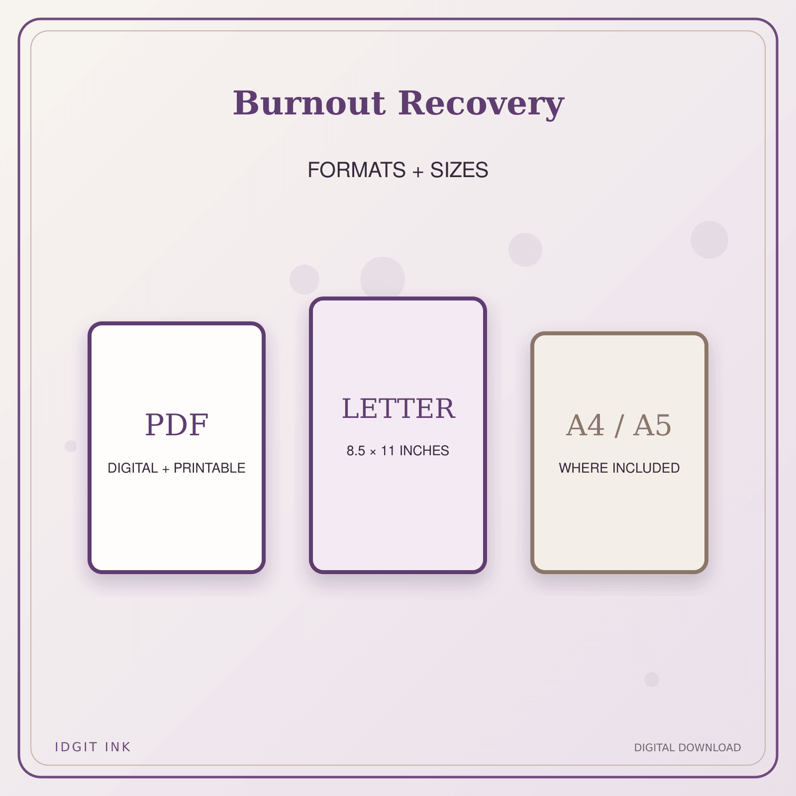 Idgit Ink Burnout Recovery deluxe journal and planner bundle — digital formats and available page sizes