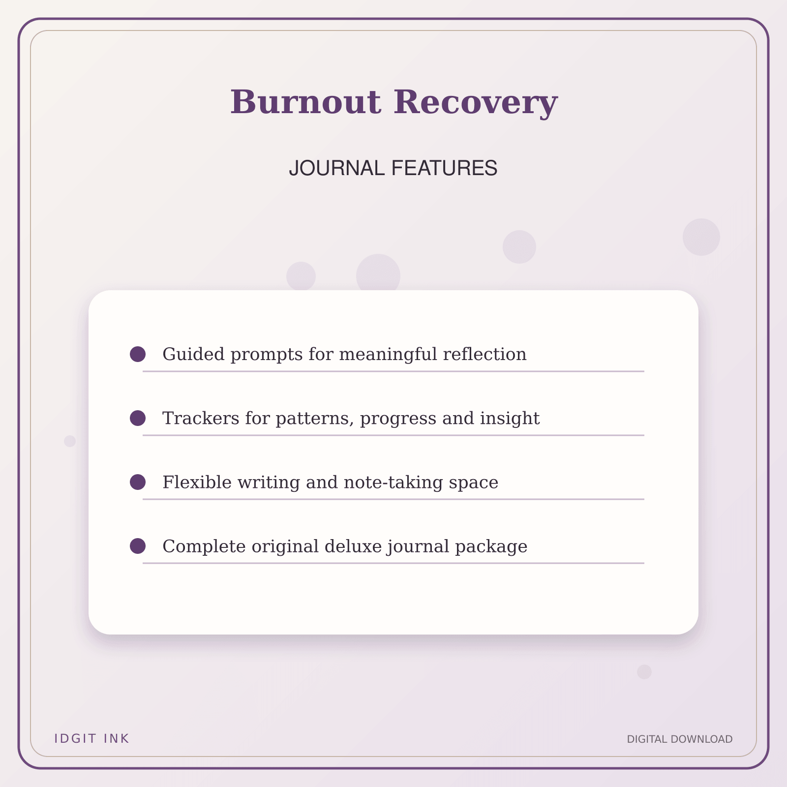 Idgit Ink Burnout Recovery deluxe journal and planner bundle — journal prompts and reflection features