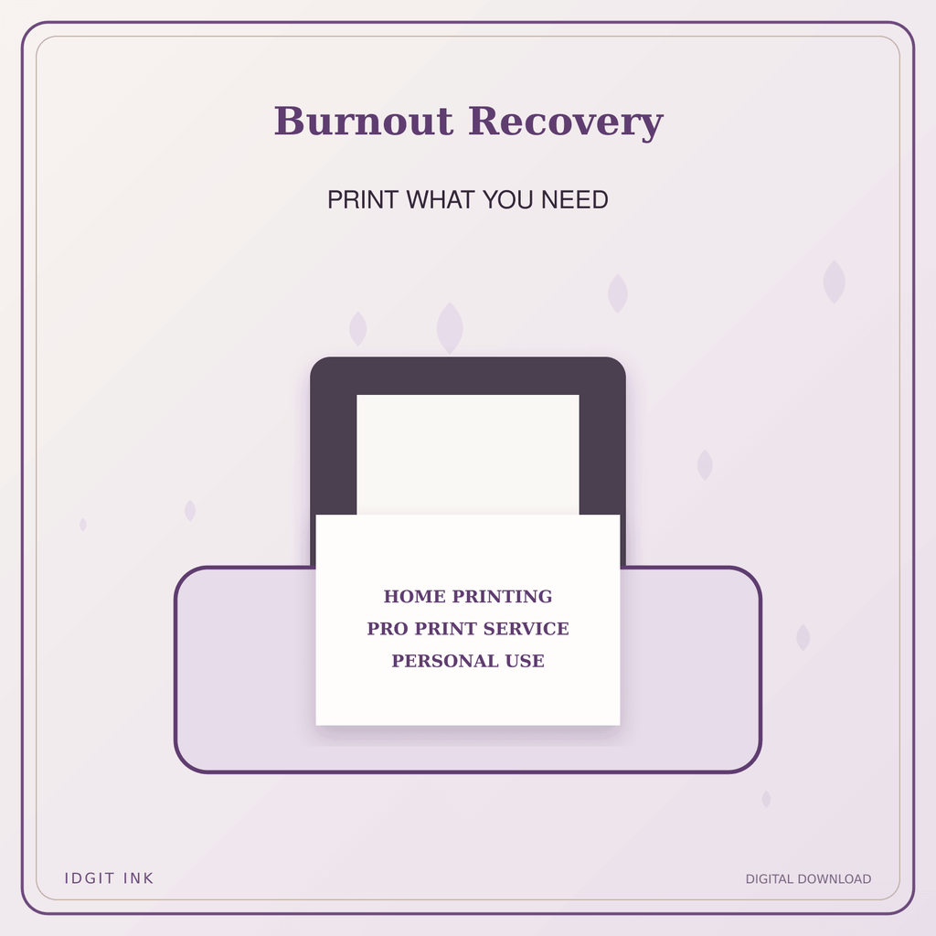 Idgit Ink Burnout Recovery deluxe journal and planner bundle — home and professional printing information