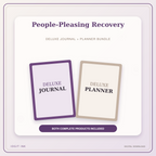 Idgit Ink People-Pleasing Recovery deluxe journal and planner bundle — primary bundle cover showing both deluxe products