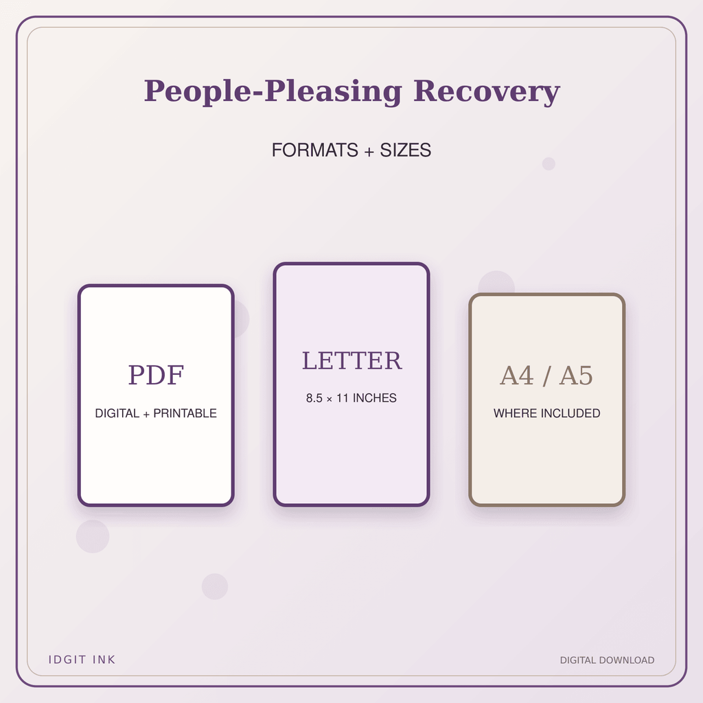 Idgit Ink People-Pleasing Recovery deluxe journal and planner bundle — digital formats and available page sizes