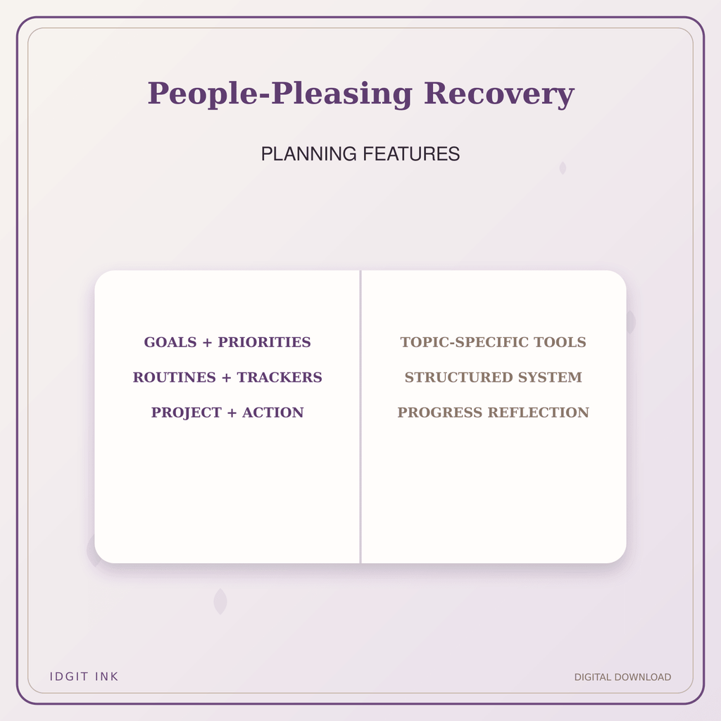 Idgit Ink People-Pleasing Recovery deluxe journal and planner bundle — planner organization and planning features