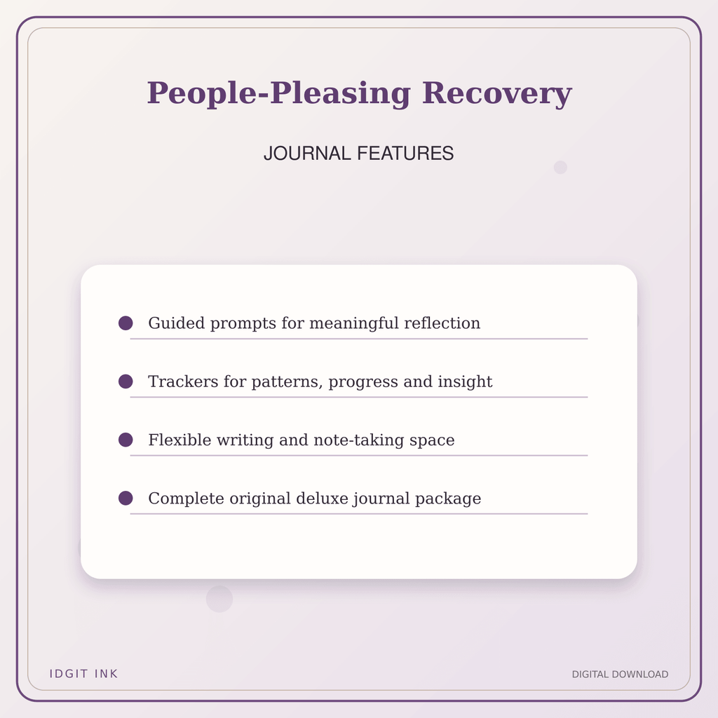 Idgit Ink People-Pleasing Recovery deluxe journal and planner bundle — journal prompts and reflection features