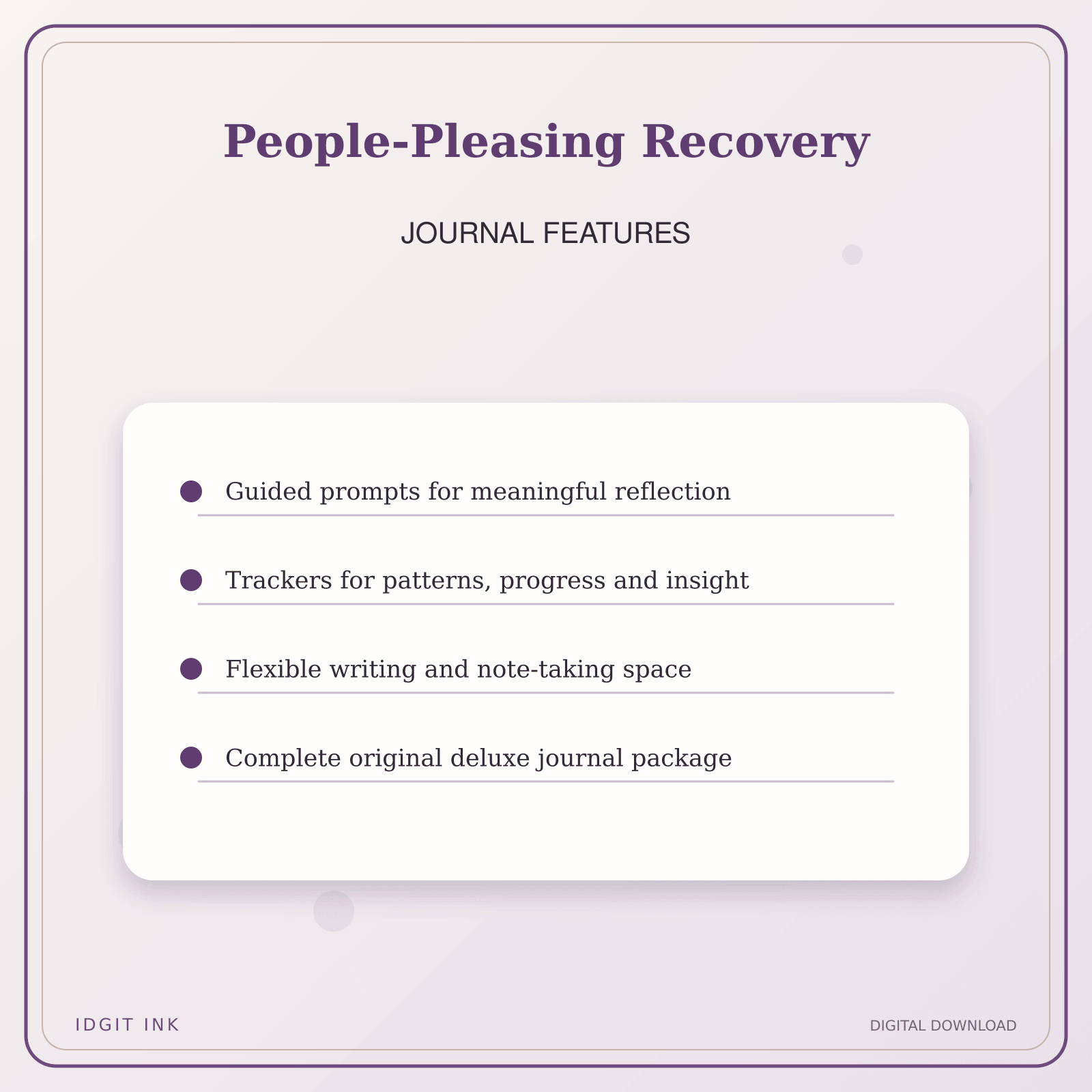 Idgit Ink People-Pleasing Recovery deluxe journal and planner bundle — journal prompts and reflection features