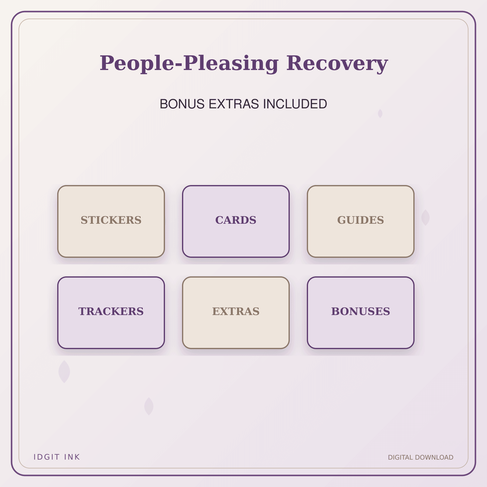 Idgit Ink People-Pleasing Recovery deluxe journal and planner bundle — included digital stickers and cards