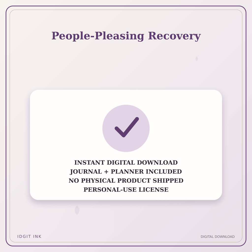 Idgit Ink People-Pleasing Recovery deluxe journal and planner bundle — instant download and no physical product notice