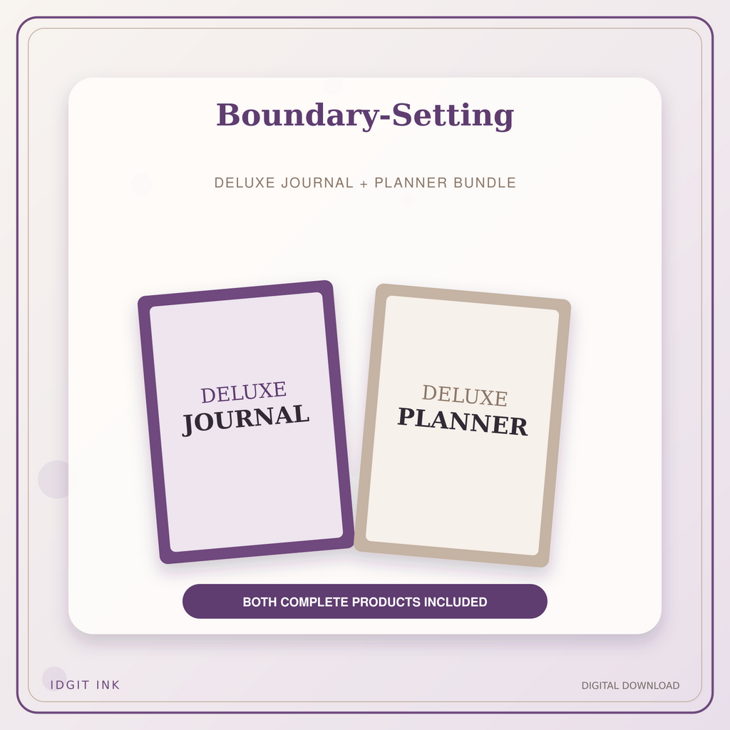 Idgit Ink Boundary-Setting deluxe journal and planner bundle — primary bundle cover showing both deluxe products