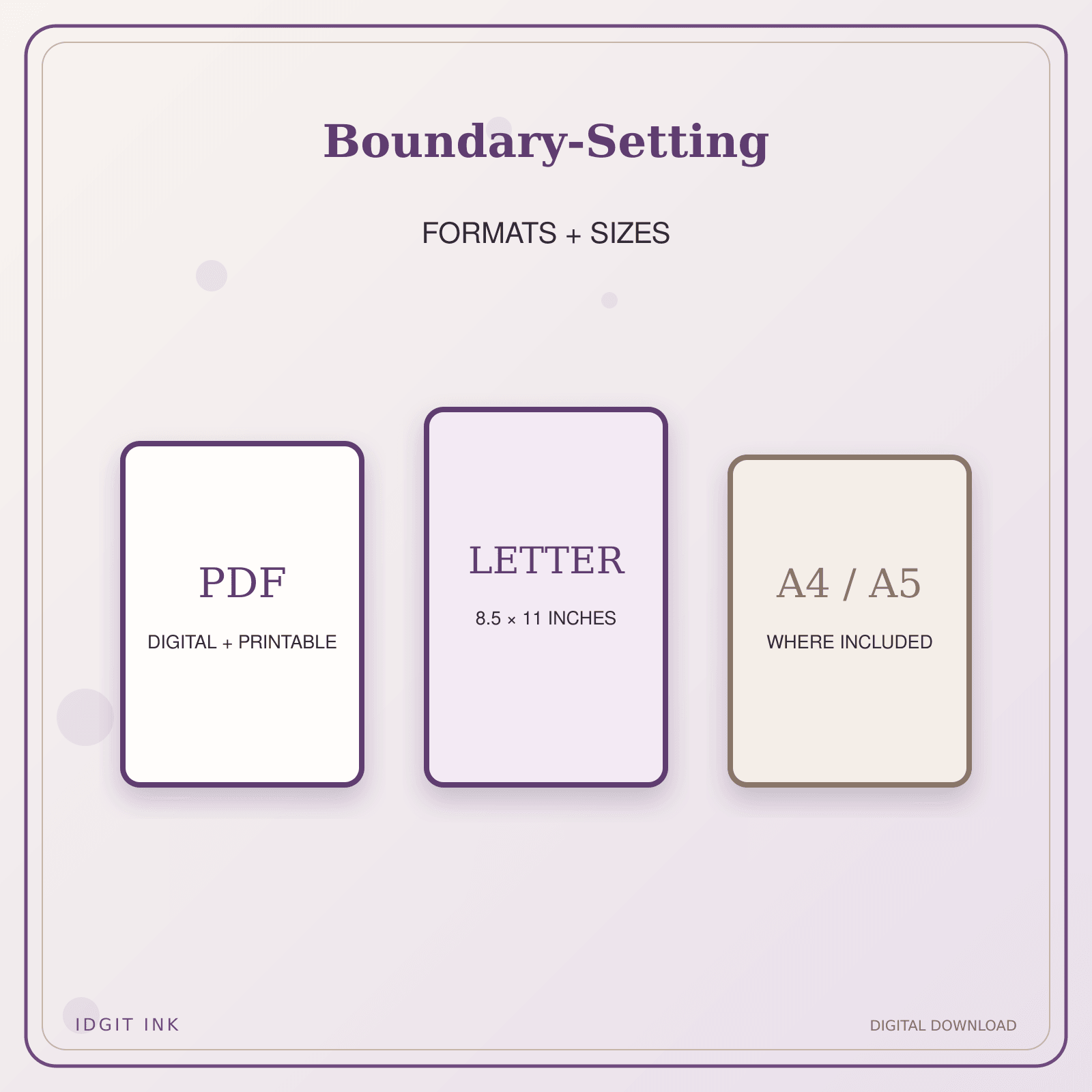 Idgit Ink Boundary-Setting deluxe journal and planner bundle — digital formats and available page sizes