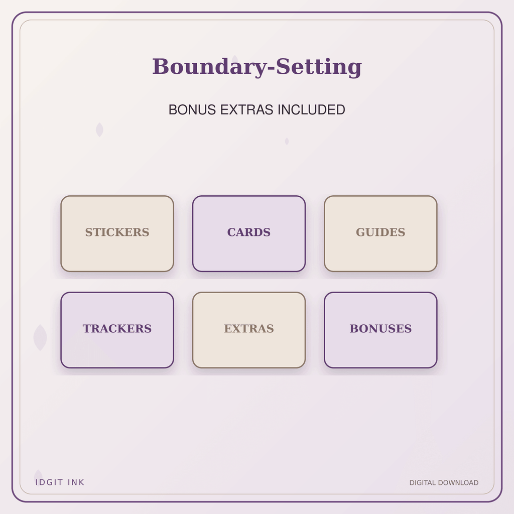 Idgit Ink Boundary-Setting deluxe journal and planner bundle — included digital stickers and cards