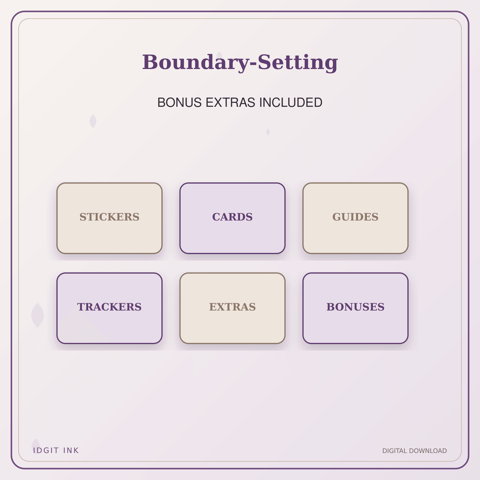 Idgit Ink Boundary-Setting deluxe journal and planner bundle — included digital stickers and cards