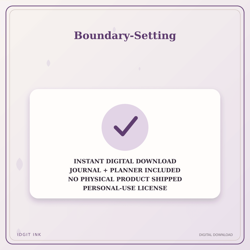 Idgit Ink Boundary-Setting deluxe journal and planner bundle — instant download and no physical product notice
