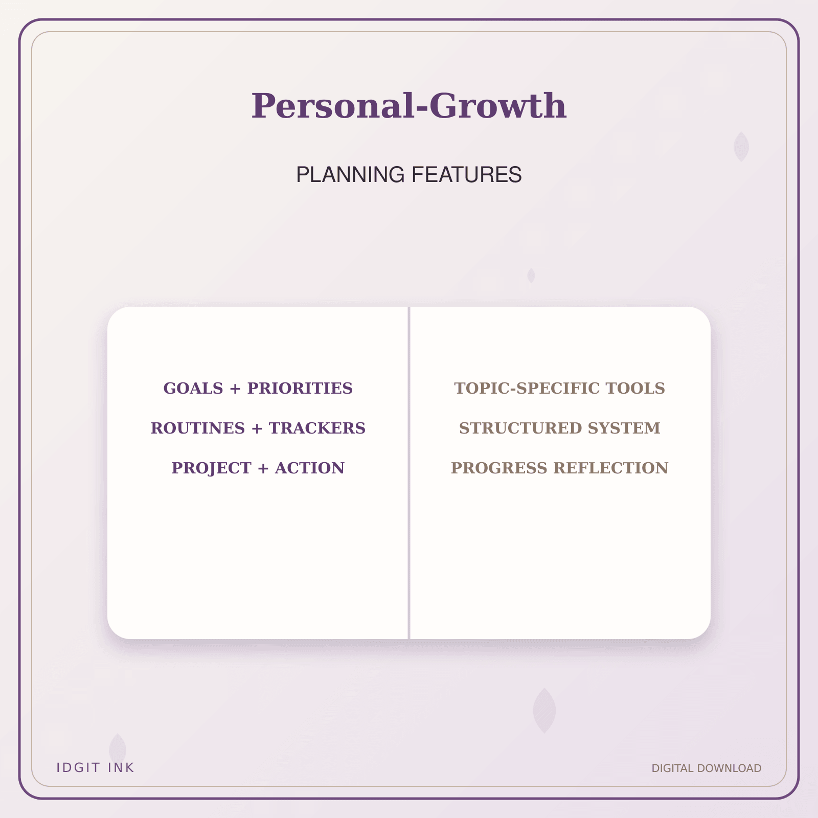 Idgit Ink Personal-Growth deluxe journal and planner bundle — planner organization and planning features