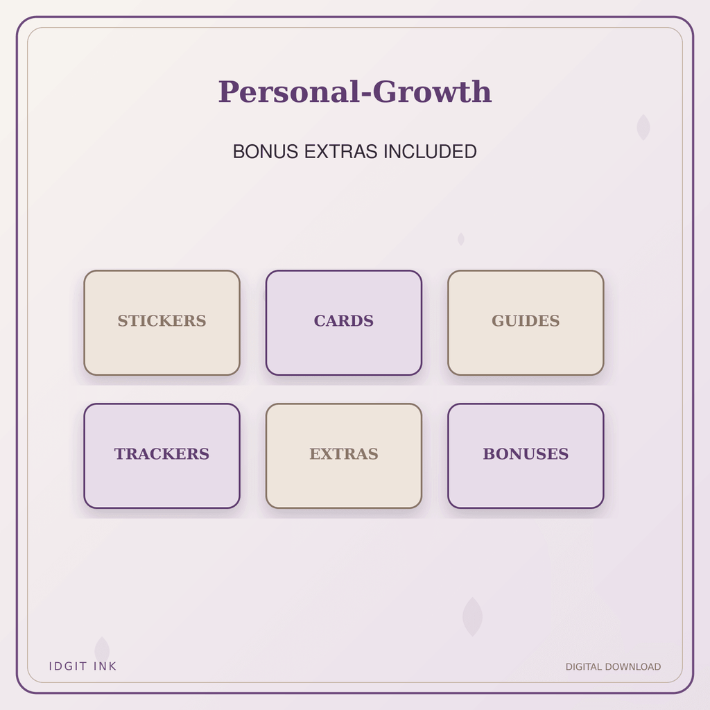 Idgit Ink Personal-Growth deluxe journal and planner bundle — included digital stickers and cards