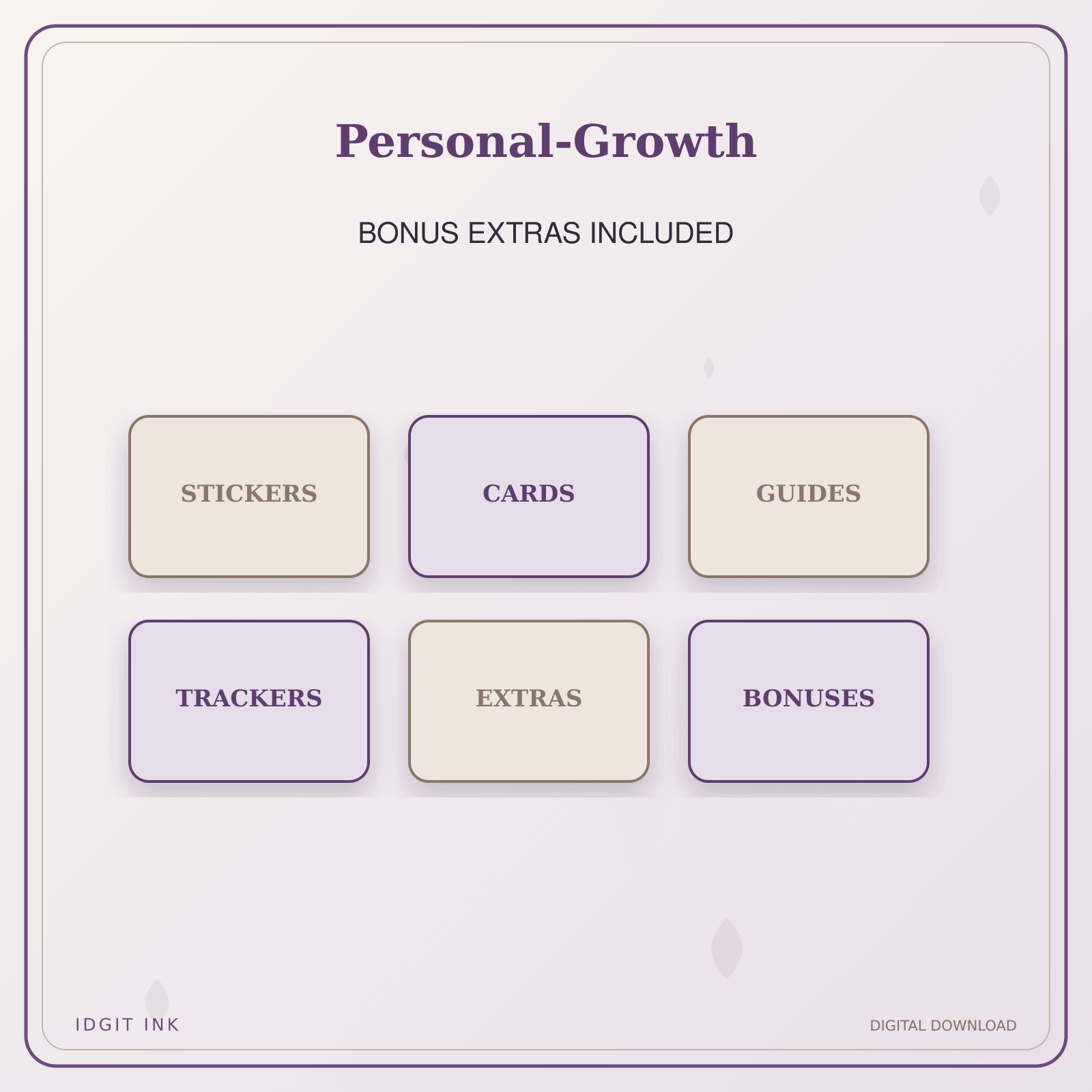 Idgit Ink Personal-Growth deluxe journal and planner bundle — included digital stickers and cards