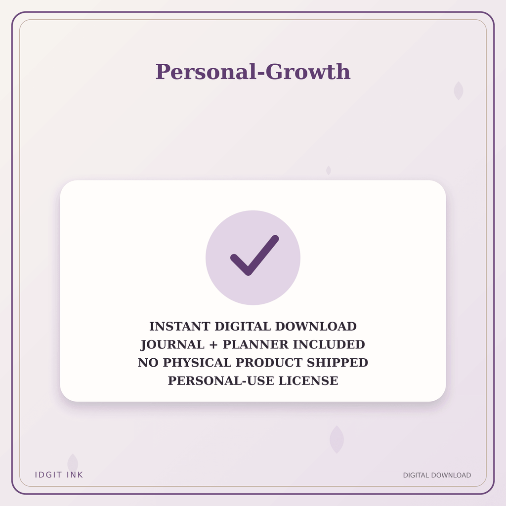 Idgit Ink Personal-Growth deluxe journal and planner bundle — instant download and no physical product notice
