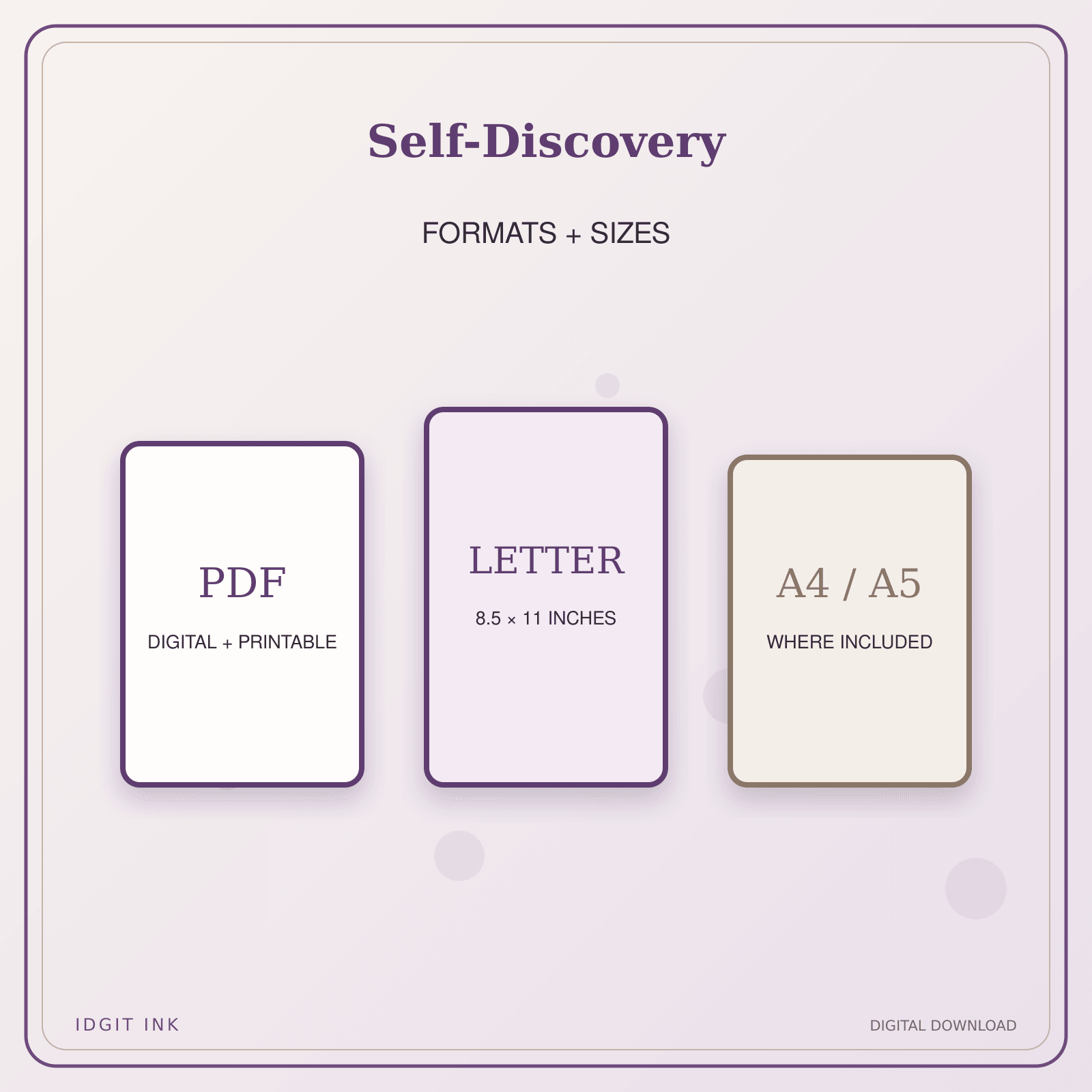 Idgit Ink Self-Discovery deluxe journal and planner bundle — digital formats and available page sizes