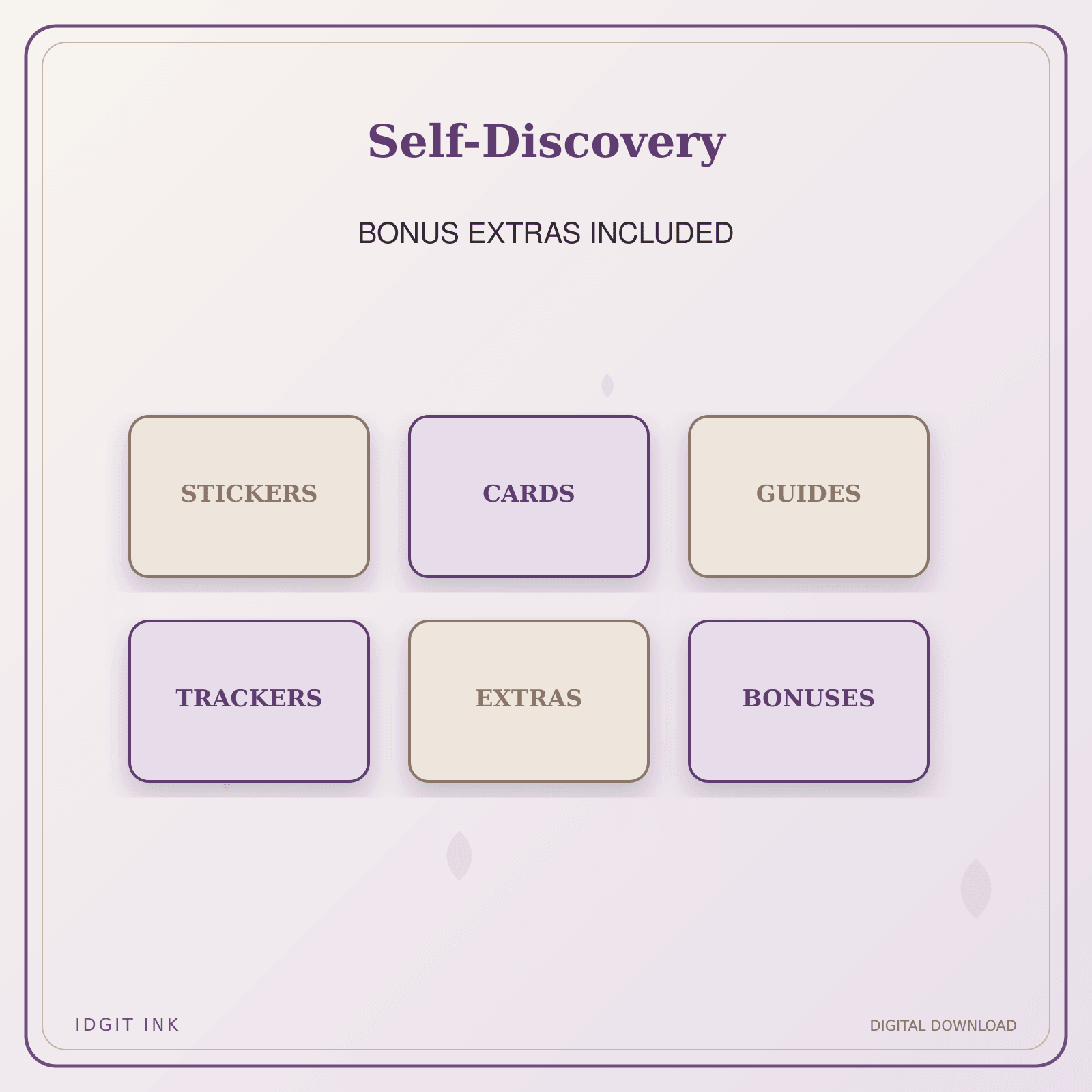 Idgit Ink Self-Discovery deluxe journal and planner bundle — included digital stickers and cards