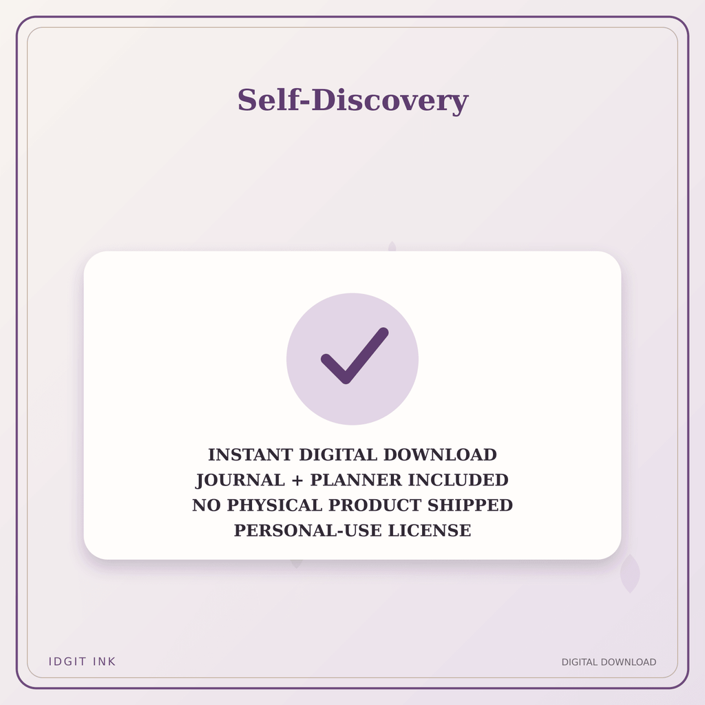 Idgit Ink Self-Discovery deluxe journal and planner bundle — instant download and no physical product notice