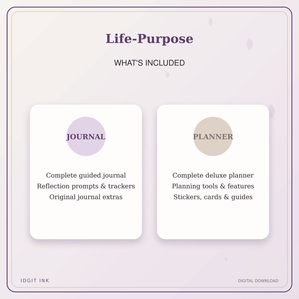 Idgit Ink Life-Purpose deluxe journal and planner bundle — complete journal and planner bundle contents