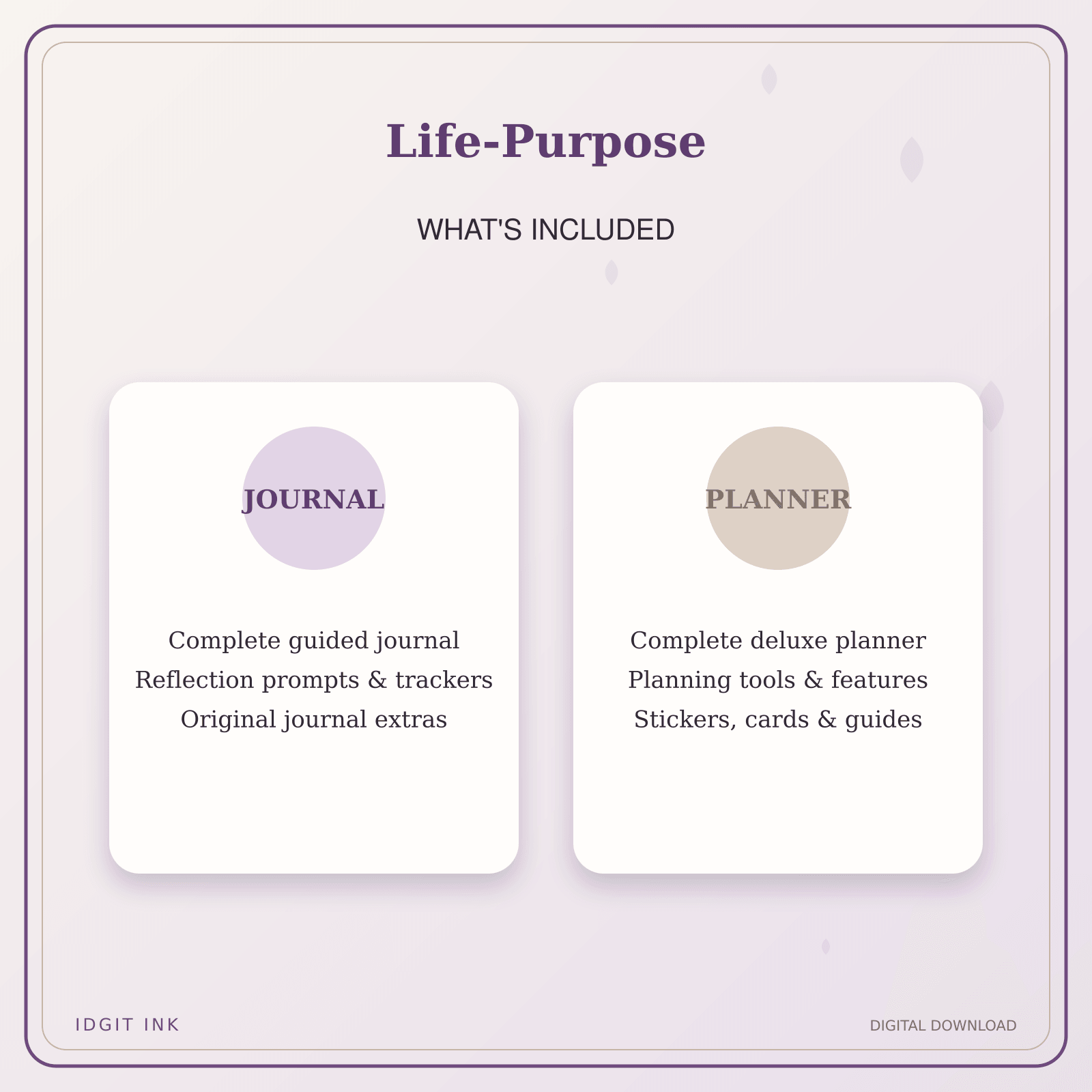 Idgit Ink Life-Purpose deluxe journal and planner bundle — complete journal and planner bundle contents