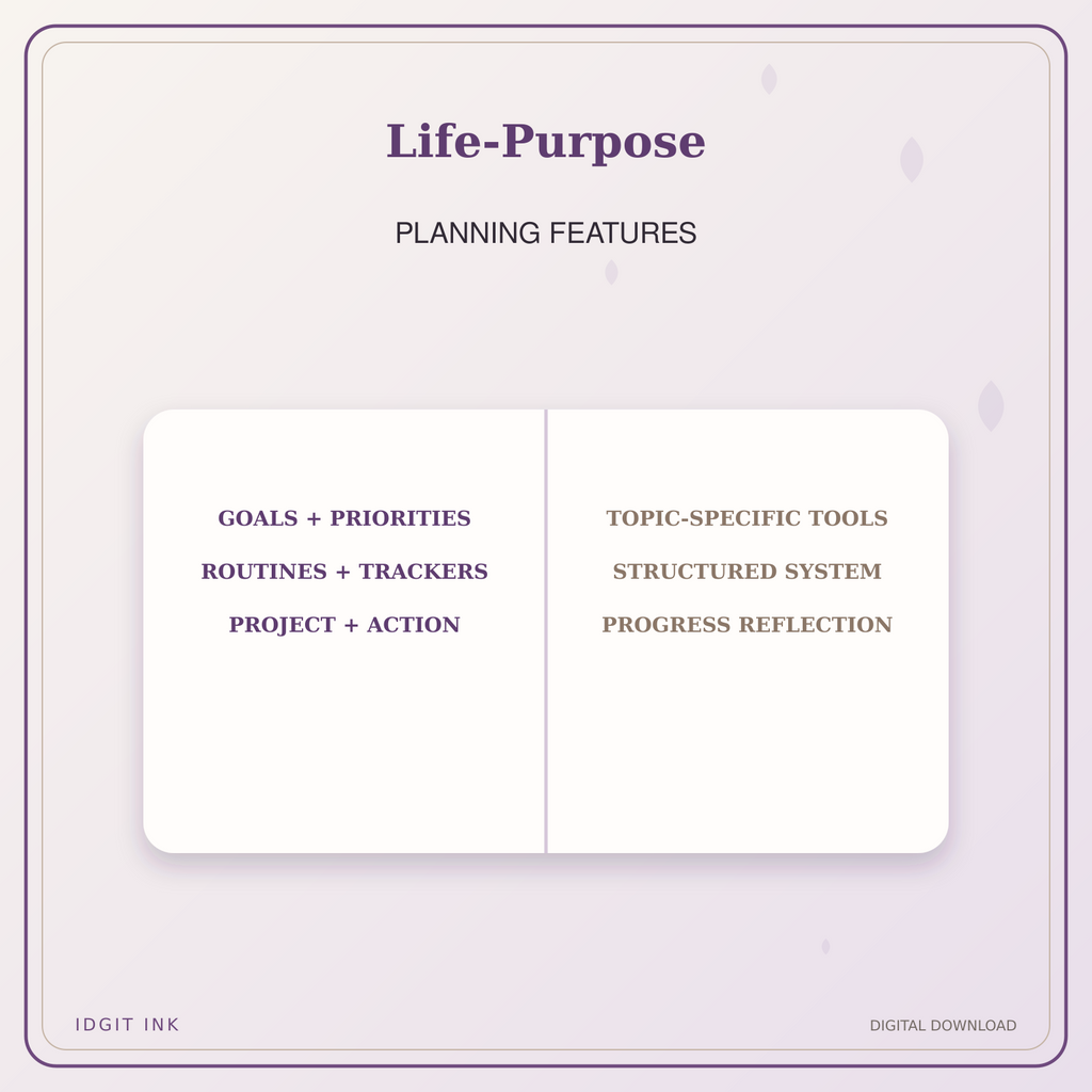 Idgit Ink Life-Purpose deluxe journal and planner bundle — planner organization and planning features