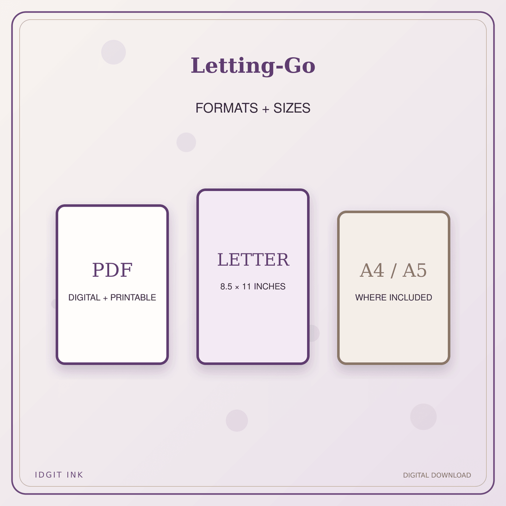 Idgit Ink Letting-Go deluxe journal and planner bundle — digital formats and available page sizes