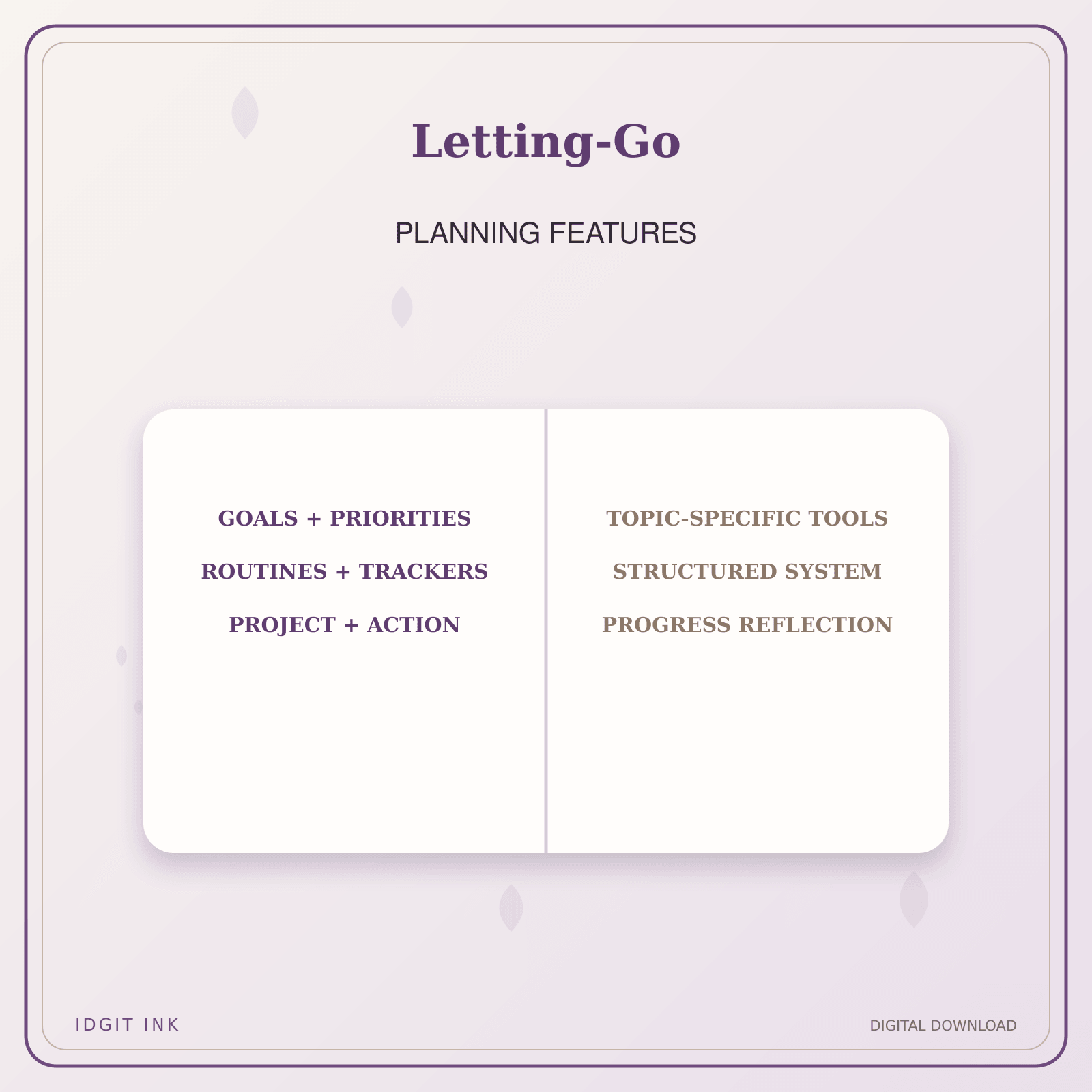 Idgit Ink Letting-Go deluxe journal and planner bundle — planner organization and planning features