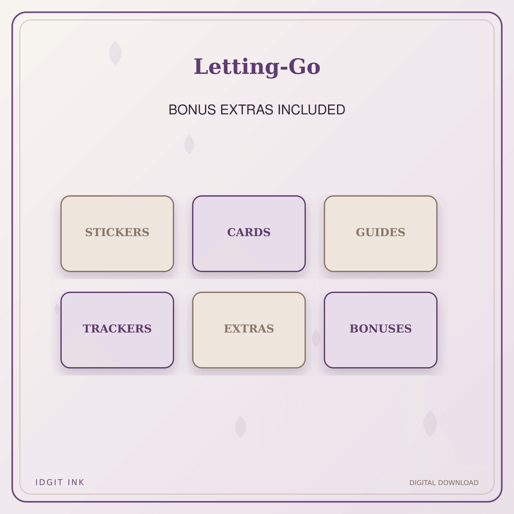 Idgit Ink Letting-Go deluxe journal and planner bundle — included digital stickers and cards