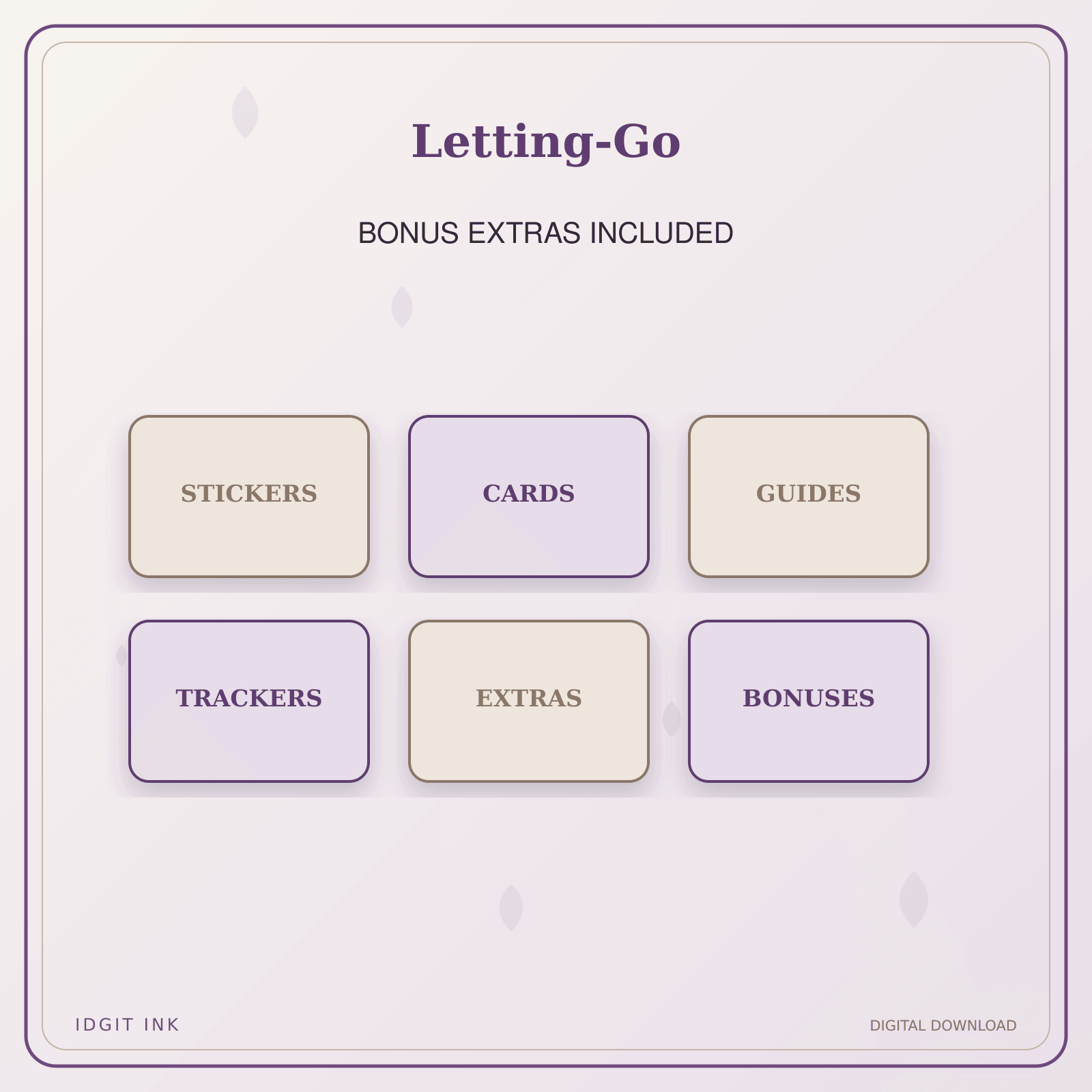 Idgit Ink Letting-Go deluxe journal and planner bundle — included digital stickers and cards