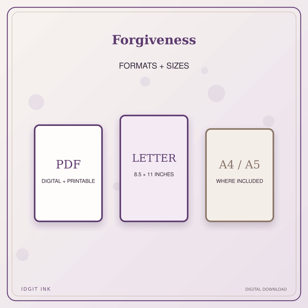 Idgit Ink Forgiveness deluxe journal and planner bundle — digital formats and available page sizes