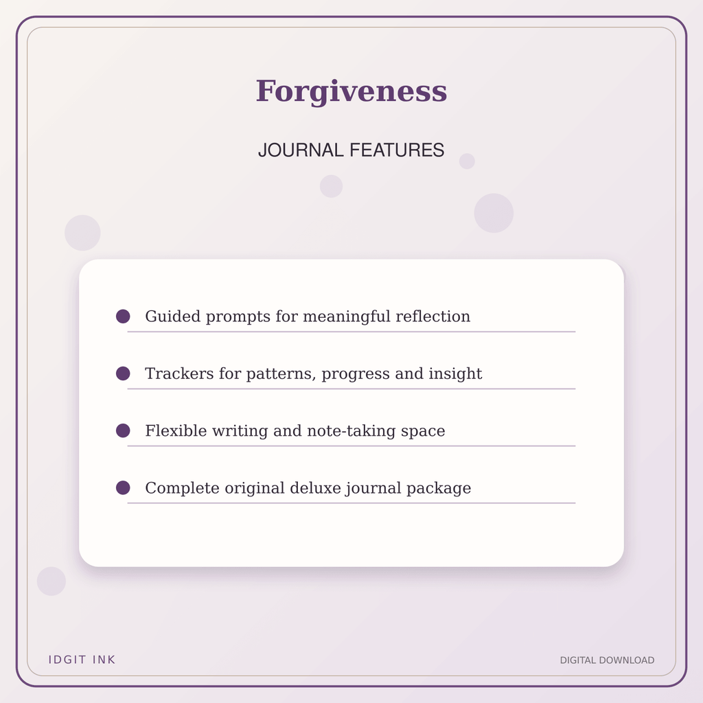 Idgit Ink Forgiveness deluxe journal and planner bundle — journal prompts and reflection features