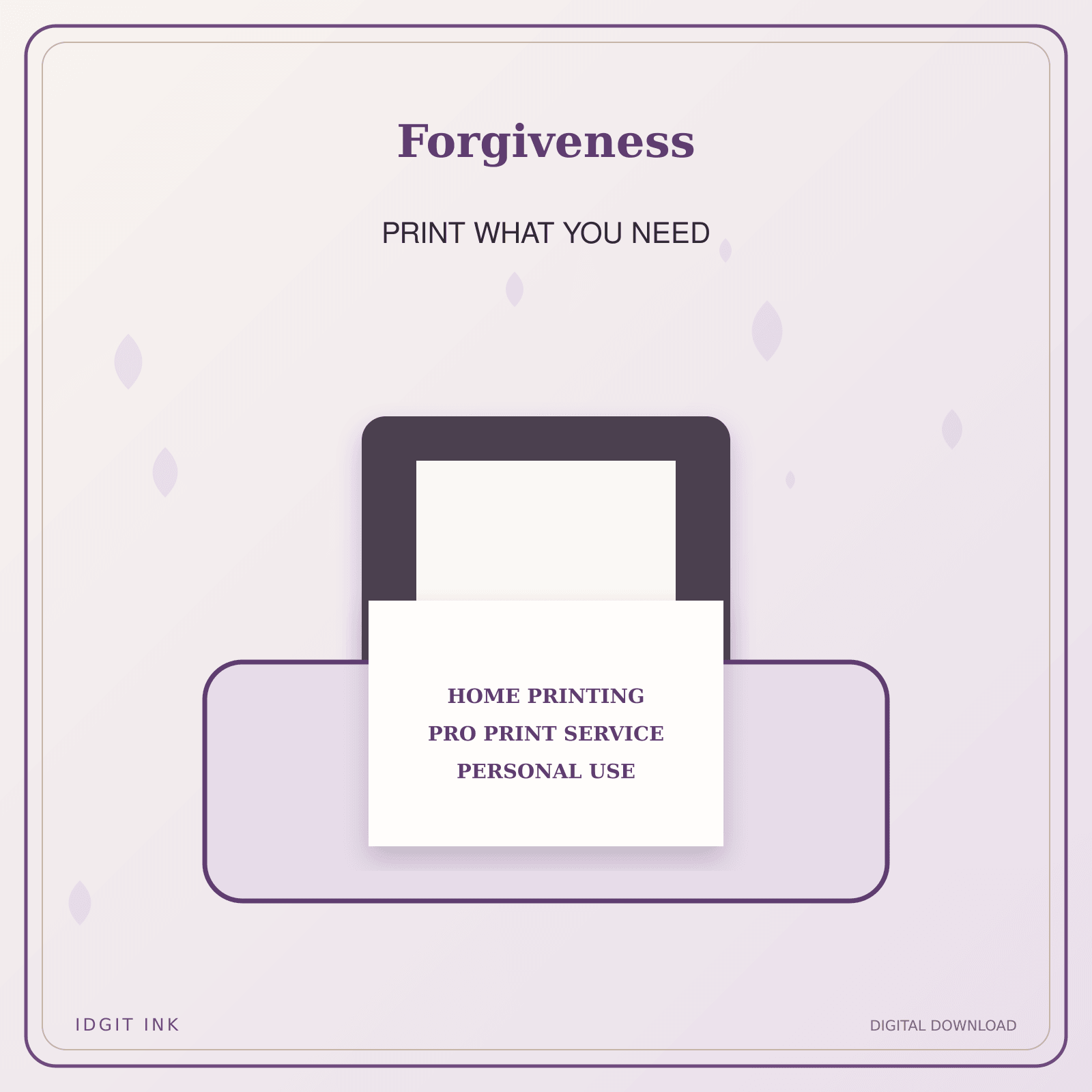 Idgit Ink Forgiveness deluxe journal and planner bundle — home and professional printing information