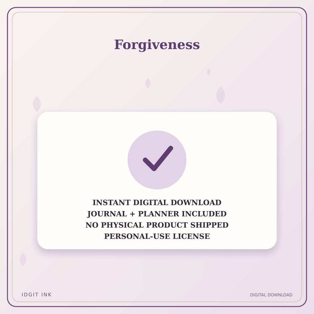 Idgit Ink Forgiveness deluxe journal and planner bundle — instant download and no physical product notice