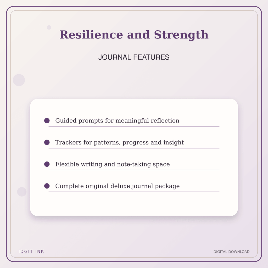 Idgit Ink Resilience and Strength deluxe journal and planner bundle — journal prompts and reflection features