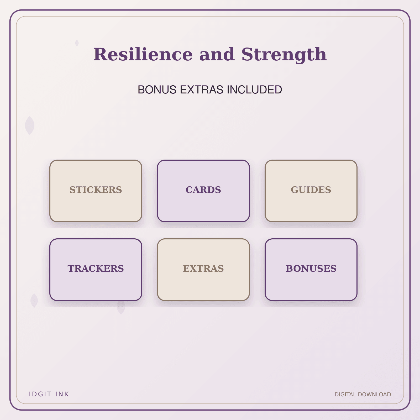 Idgit Ink Resilience and Strength deluxe journal and planner bundle — included digital stickers and cards