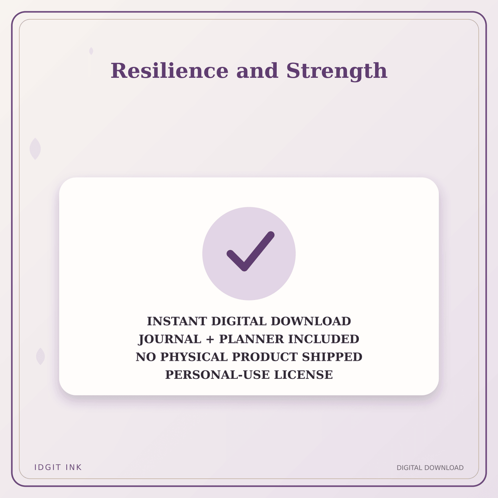 Idgit Ink Resilience and Strength deluxe journal and planner bundle — instant download and no physical product notice