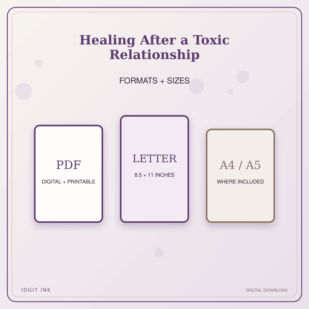 Idgit Ink Healing After a Toxic Relationship deluxe journal and planner bundle — digital formats and available page sizes
