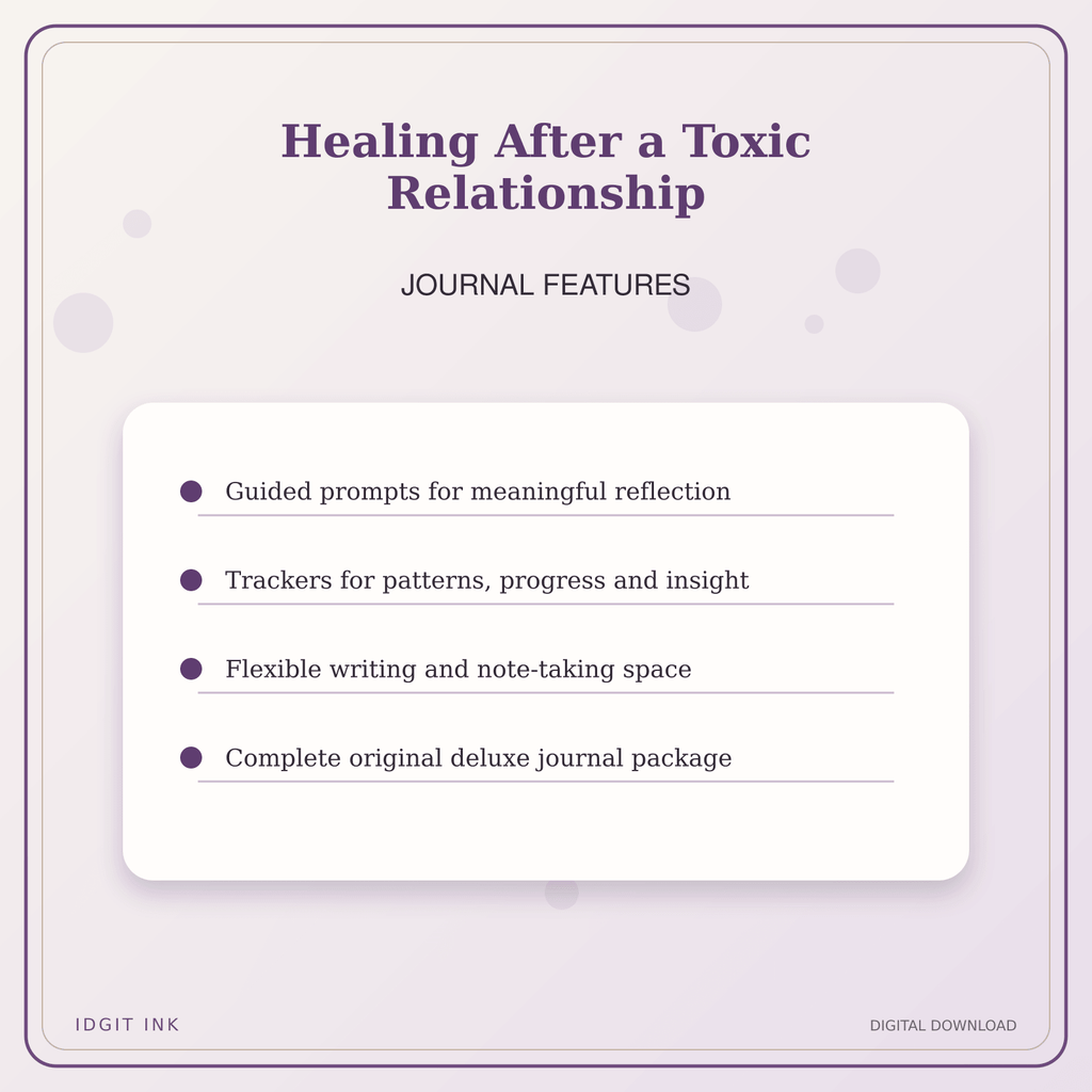 Idgit Ink Healing After a Toxic Relationship deluxe journal and planner bundle — journal prompts and reflection features