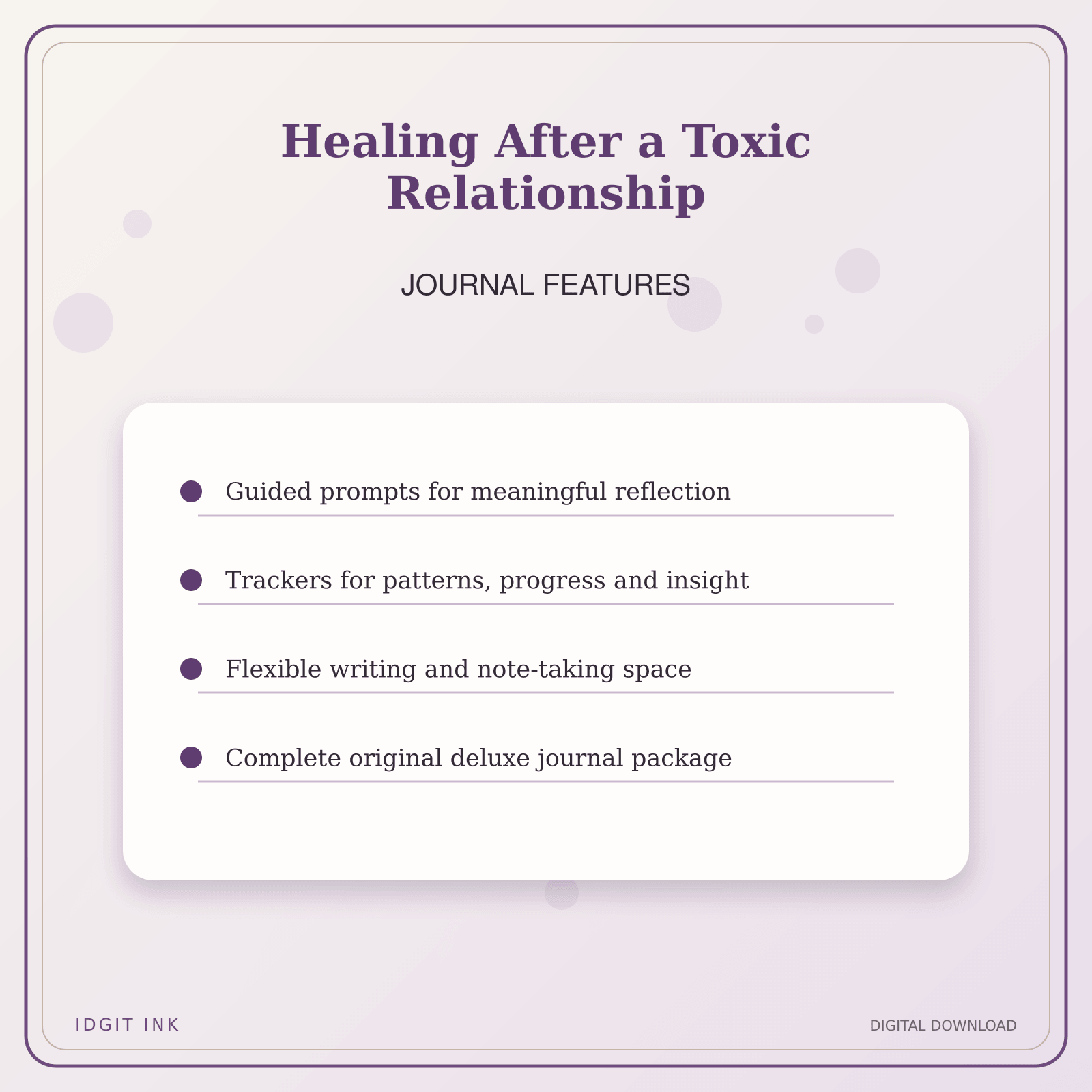 Idgit Ink Healing After a Toxic Relationship deluxe journal and planner bundle — journal prompts and reflection features