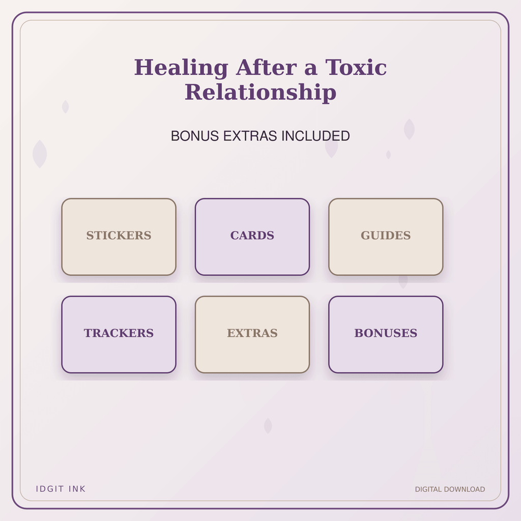 Idgit Ink Healing After a Toxic Relationship deluxe journal and planner bundle — included digital stickers and cards